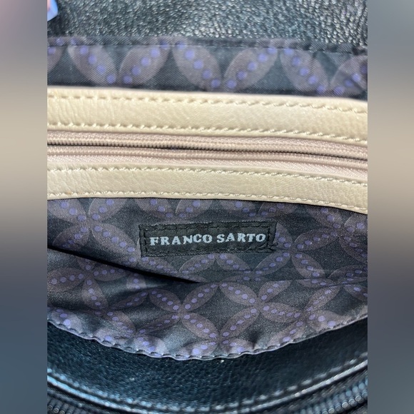 Franco Sarto Soft Leather with Chain, Creamy Tan and Black, Purse Tote - Picture 14 of 16